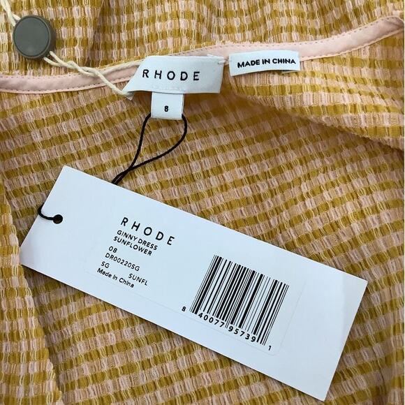 Rhode Ginny Tie Front Cutout Plaid Midi Dress In Sunflower Size 8 Fit And Flare - Picture 14 of 16